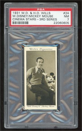 1931 WD & HO Wills #24 Cinema Stars 3rd Series Walt Disney/Mickey Mouse RC PSA 7