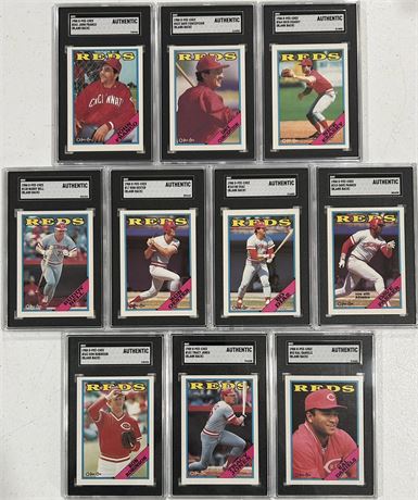 1988 O-Pee-Chee Cincinnati Reds Blank Back SGC Graded Authentic Lot (10)