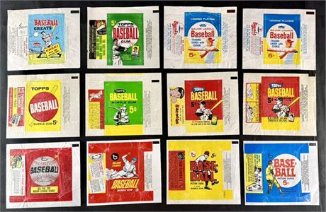 1960's Topps Baseball Wax Wrapper Lot (12)