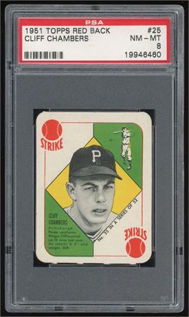 1951 Topps Red Back #25 Cliff Chambers PSA 8 NMMT
