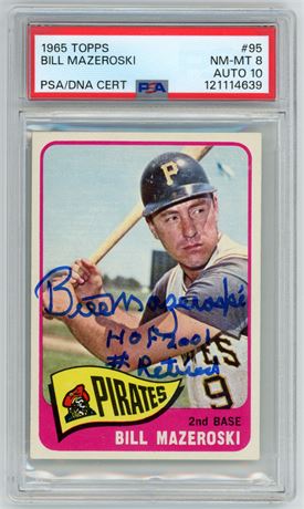 1965 Topps #95 Bill Mazeroski PSA 8 Auto 10