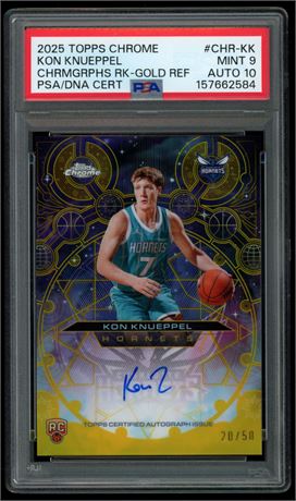2025 Topps Chrome Kon Knueppel RC Gold Refractor 20/50 PSA 9 Auto 10