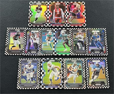 (13) 2021-2023 Panini Prizm Black and White Checker Football Lot w/ Stars