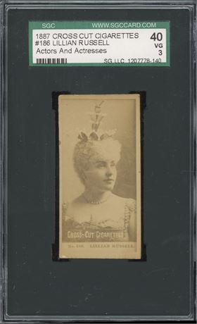 1887 Cross Cut #186 Actors & Actresses Lillian Russell SGC 3 VG RARE