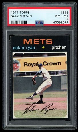 1971 Topps #513 Nolan Ryan PSA 8 Beauty - Only 32 Higher