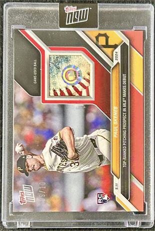 2024 Topps Now Paul Skenes RC Game-Used Baseball Relic 9/10