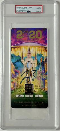 Joe Burrow Signed 2020 CFP National Champ Full Ticket PSA Authentic