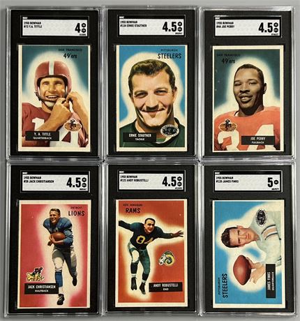 1955 Bowman Football SGC Graded VGEX-EX Lot (6) w/ Perry & Tittle