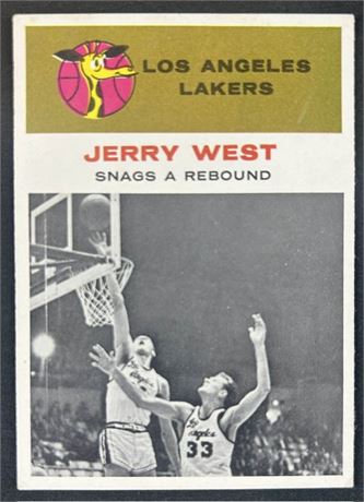 1961 Fleer #66 Jerry West RC Snags A Rebound VG