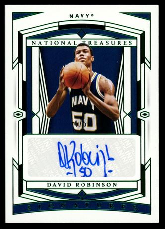 2020 Panini National Treasures Signatures David Robinson 4/5 Green