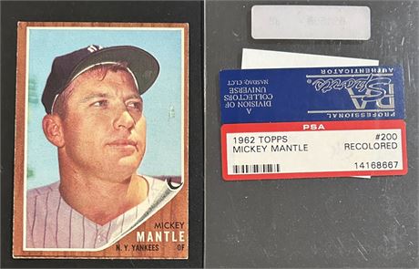 1962 Topps #200 Mickey Mantle Recolored (READ)