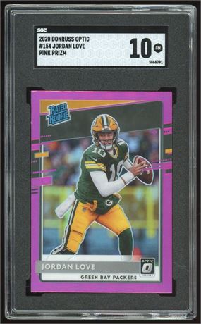 2020 Donruss Optic #154 Jordan Love Rated Rookie Pink Prizm SGC 10 GEM MINT