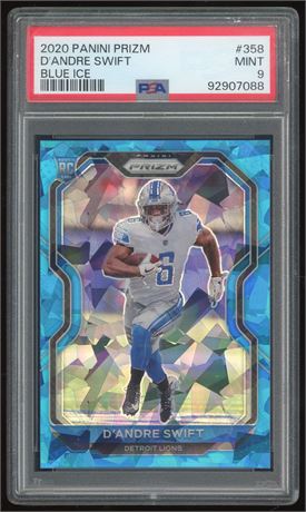 2020 Panini Prizm #358 D'Andre Swift RC Blue Ice 32/99 PSA 9 MINT