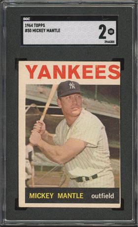 1964 Topps #50 Mickey Mantle SGC 2 GOOD