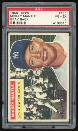 1956 Topps #135 Mickey Mantle Gray Back PSA 4 VGEX