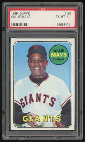 1969 Topps #190 Willie Mays PSA 6 EXMT