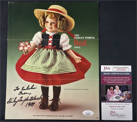 Shirly Temple Black Signed 8x10 Magazine page JSA Personalized