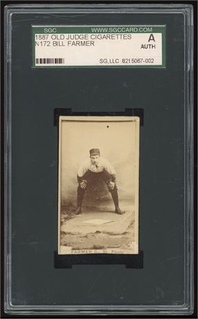 1887 N172 Old Judge Bill Farmer SGC Authentic Awesome Image