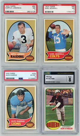 1970-1976 Topps Football PSA Graded Lot (4) w/ Stabler, Karras, and Lomonica