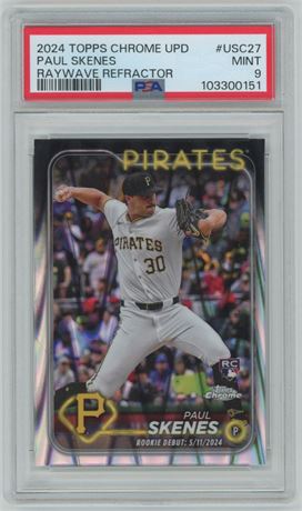2024 Topps Chrome Update Raywave Refractor Paul Skenes RC PSA 9 MINT