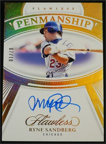 2024 Panini Flawless Ryne Sandberg Penmanship Gold 7/10 On Card Auto