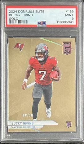 2024 Donruss Elite #159 Bucky Irving RC Gold 8/10 PSA 9 MINT