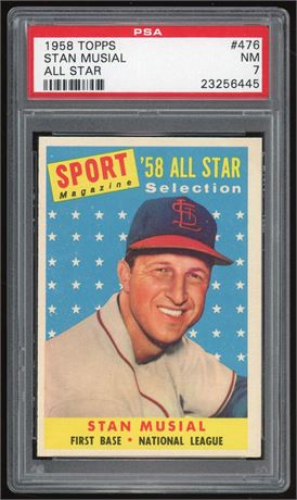 1958 Topps #476 Stan Musial All Star PSA 7 NM