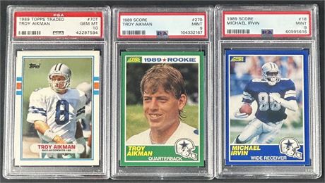 1989 Topps/Score PSA Graded Rookie Lot (3) w/ Aikman, and Irvin (READ)