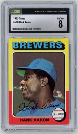 1975 Topps #660 Hank Aaron CSG 8 NMMT