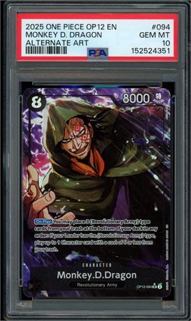 2025 One Piece OP 12 EN #094 Monkey D. Dragon Alternate Art PSA 10 GEM MINT