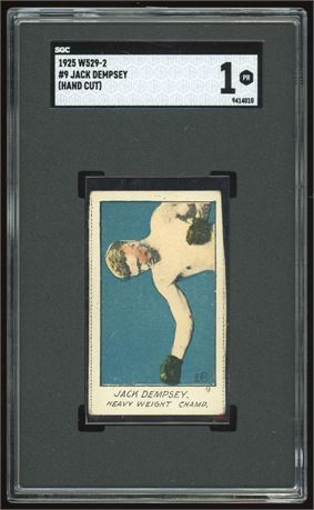 1925 W529-2 Strip Card #9 Jack Dempsey Hand Cut SGC 1 Great Registration (READ)
