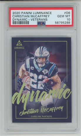 2020 Panini Luminance Christian McCaffrey Dynamic Veterans PSA 10 GEM MINT