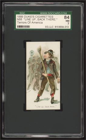 1889 N88 Duke's Cigarettes Terrors Of America Line Up, Back There SGC 7 NM
