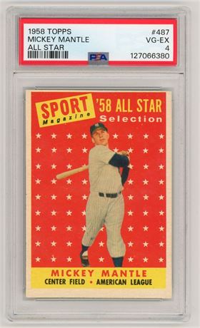 1958 Topps #487 Mickey Mantle All-Star PSA 4 VGEX