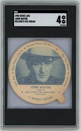 1952 Dixie Lids John Wayne Nelson's Ice Cream SGC 4 VGEX Pop 3, 7 Higher