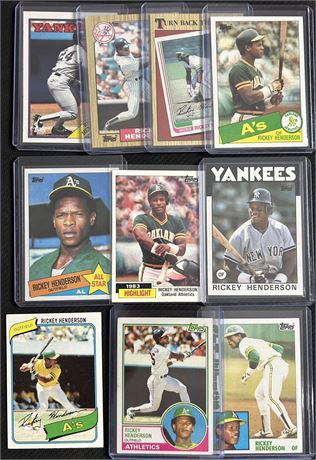 1980-1988 Topps Rickey Henderson Lot (10) w/ RC (READ)