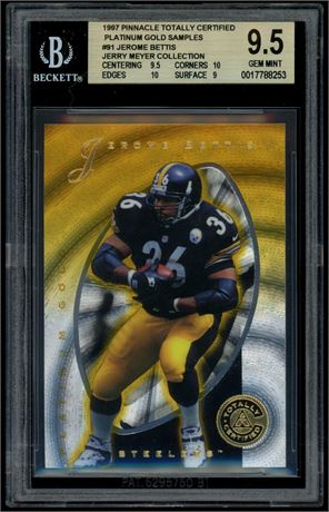 1997 Pinnacle Totally Certified #91 Jerome Bettis Platinum Gold Samples BGS 9.5