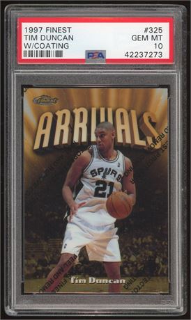 1997 Finest #325 Tim Duncan RC w/ Coating PSA 10 GEM MINT