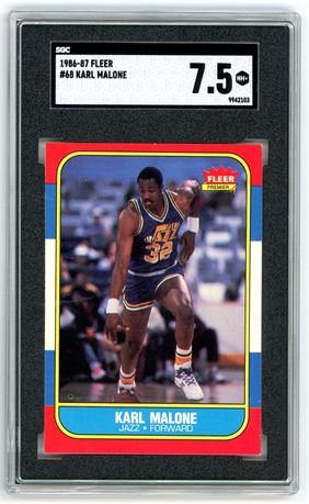 1986 Fleer #68 Karl Malone RC SGC 7.5 NM+
