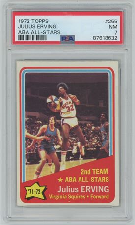 1972 Topps #255 Julius Erving ABA All-Stars PSA 7 NM