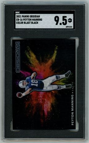 2021 Panini Obsidian Peyton Manning Color Blast Black SGC 9.5 MINT+