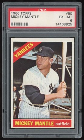 1966 Topps #50 Mickey Mantle PSA 6 EXMT