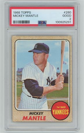 1968 Topps #280 Mickey Mantle PSA 2 GOOD
