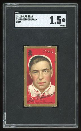 1911 T205 Polar Bear George Graham SP Cubs SGC 1.5 FAIR