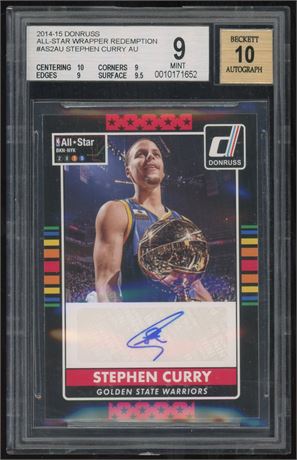 2014 Donruss All-Star Wrapper Redemption Steph Curry Auto BGS 9 MINT