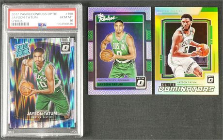 2017-2021 Panini Donruss Optic Jayson Tatum PSA Graded & Raw Lot (3) w/ Rookies