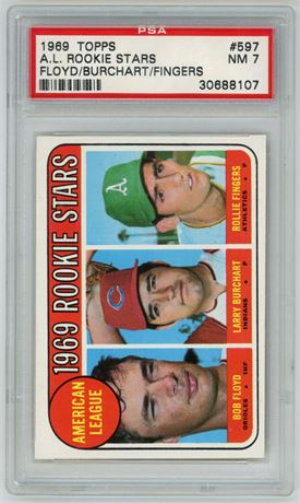 1969 Topps #597 Rollie Fingers RC AL Rookie Stars PSA 7