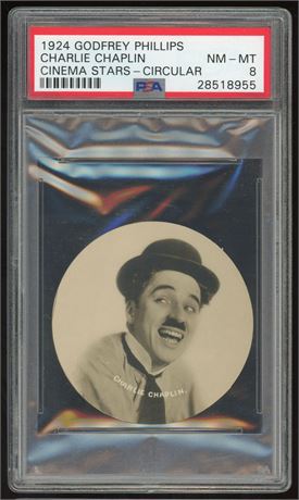 1924 Godfrey Phillips Cinema Stars - Circular Charlie Chaplin PSA 8 NMMT