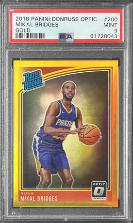 2018 Donruss Optic Mikal Bridges RC GOLD 10/10 PSA 9 MINT