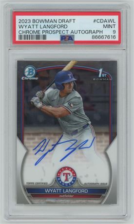 2023 Bowman Chrome Draft Wyatt Langford Chrome Prospect Autograph PSA 9 MINT